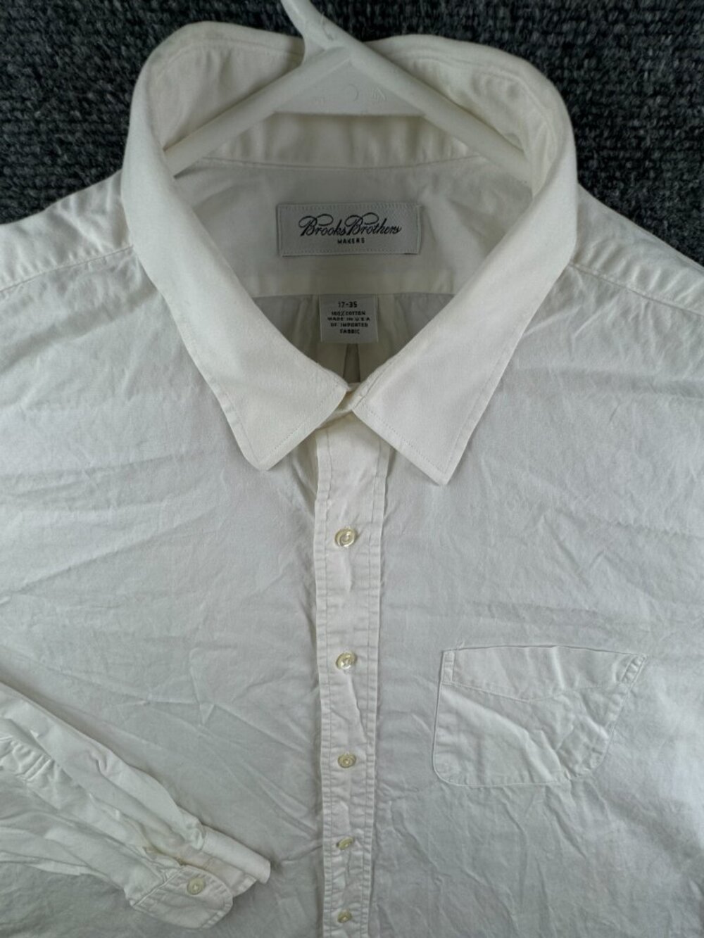 Brooks Brothers Makers USA 17 35 Long Sleeve Button Up Shirt Cotton White Woven